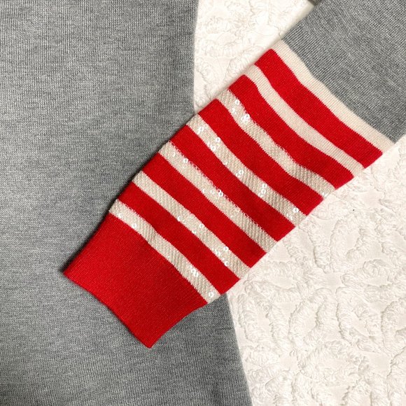 Gap striped heathered gray pullover sweater with sequins - size L - Picture 5 of 7